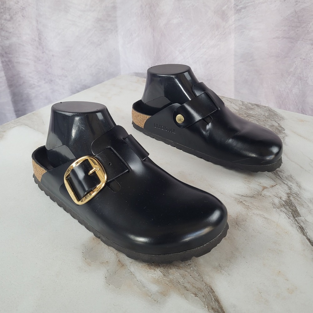 Birkenstock Boston Clog Big Buckle Gold Tone Size 39 Women's